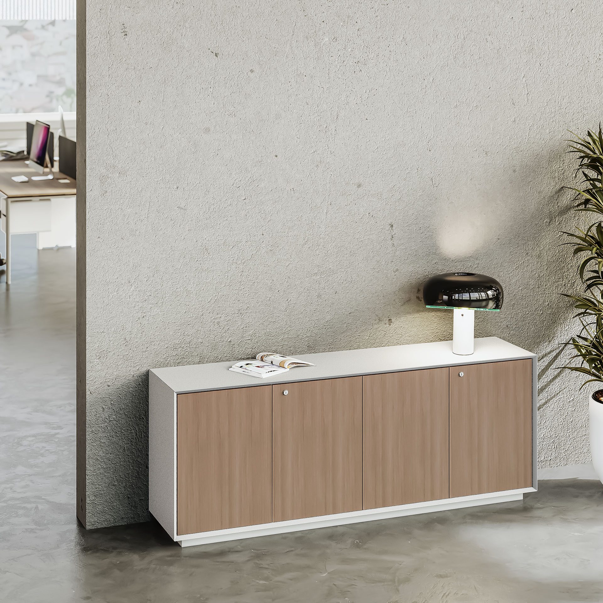 180-Credenza-White-Grigio - office furniture dubai & Abu Dhabi