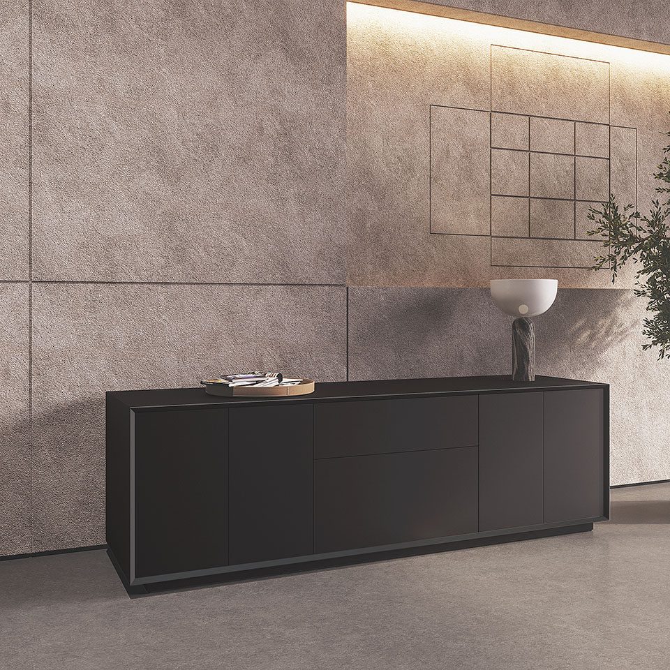 2M-Black Wood Side cabinets office furniture dubai & Abu Dhabi